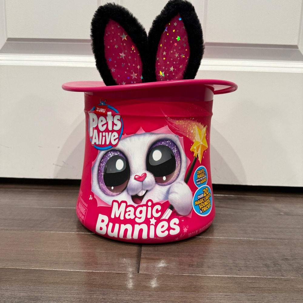 Zuru Pets Alive Magic Bunnies Interactive Surprise Toy Pink Magician Hat New